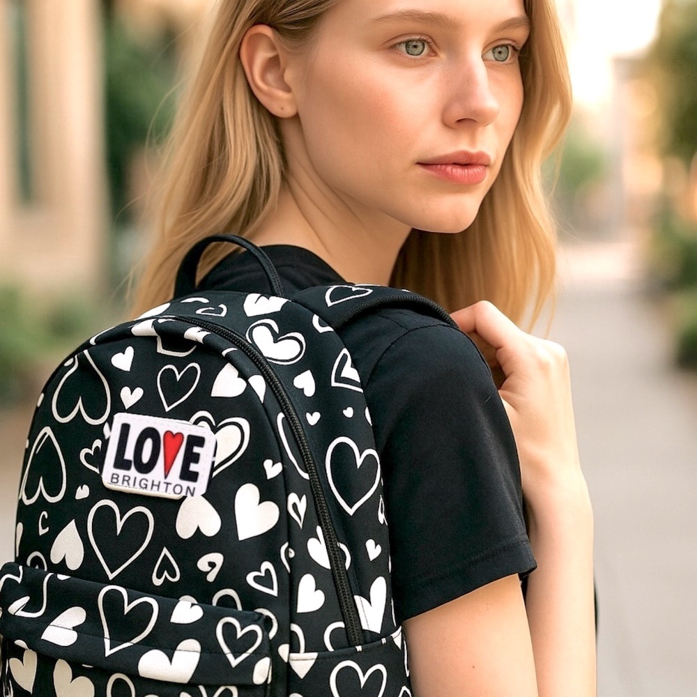NEW BRIGHTON Endless Love Black White Hearts Women’s Backpack